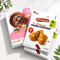 Impression personnalisée de prospectus de restaurant en couleur, dépliant publicitaire pour la promotion alimentaire des cafés et restaurants de restauration rapide à emporter