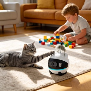 กล้องสัตว์เลี้ยงหุ่นยนต์ไร้สาย รุ่นคลาสสิกสุดหรู ทำจากพลาสติก ใช้ซ้ำได้ ตรวจจับความเคลื่อนไหว แจ้งเตือนผ่านอินเทอร์เน็ต เหมาะสำหรับห้องนั่งเล่น ของขวัญคริสต์มาส - Product Image 1