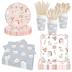 Juego de Vajilla Desechable DAMAI para Fiesta de Navidad, Platos, Vasos y Servilletas de Papel con Diseño Navideño de Papá Noel - Product Image 2