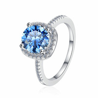 Bague pour femme en moissanite couleur D, plaqué platine or, style classique, forme géométrique, 2 carats, vente en gros, diffusion en direct transfrontalière