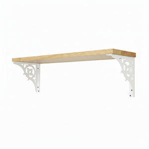 Grande étagère murale décorative en bois blanc à motif floral, flottante, pour le rangement dans le salon, la chambre, la salle de bain et le bureau - Product Image 1