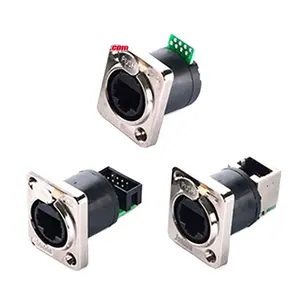 Jnicon M19 impermeável IP67 RJ45 painel montagem conector Ethernet industrial RJ45 Plug soquete fêmea para macho RJ 45