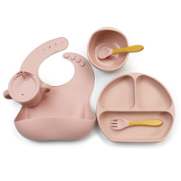 Vaisselle pour bébé sans BPA, bols, cuillère, bavoir en Silicone, assiette à succion divisée, ensemble d'alimentation pour bébé