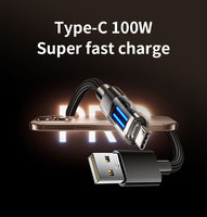 Kabel USB-A ke Type-C Pengisian Daya Super Cepat 100W dengan Cangkang PVC Transparan, Jalinan Nilon, dan Lampu LED untuk Ponsel & Komputer