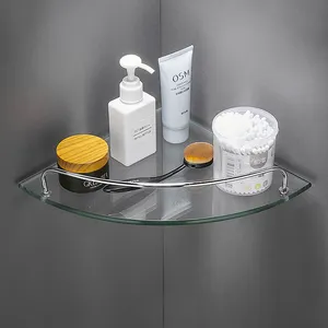 Étagère d'angle murale en verre pour salle de bain Étagère d'angle en verre pour salle de bain Étagère d'angle en verre pour douche en verre