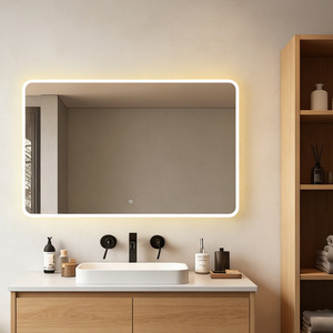 NewThingLine Moderne Ontwasemingssysteem LED IP44 Badkamer Spiegel Touchschakelaar |   Frameloze, aan de muur gemonteerde, dimbare verlichte wastafel - Product Image 2