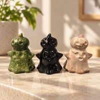 Figurine de citrouille fantôme en cristal sculpté, pierre précieuse polie, décoration mignonne d'Halloween pour la maison, le bureau, les étagères, la collection et comme cadeau