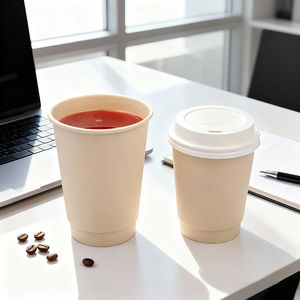 Vaso de papel para café de doble pared, biodegradable, desechable, con logo de color personalizado de Factory Craft, para tiendas de conveniencia y cadenas de comida rápida. - Product Image 2