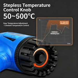 Pistolet à air chaud pour soudeur plastique, température réglable 50-600°C, pour réparation de pare-chocs de voiture, soudage domestique du PP, du PVC et du PE - Product Image 4