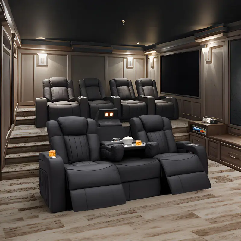 Hot sale genuine leather recliner sofa sets modern sofa power recliner home theater sofa with cup holder and storage box