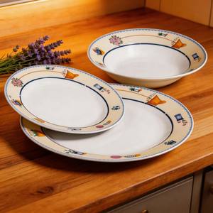 Service de table en porcelaine 18 pièces avec bordure décorative colorée, vaisselle en céramique de marque Harvit, design champêtre, vente chaude, usage quotidien/<span class=keywords><strong>restaurant</strong></span>/hôtel - Product Image 3