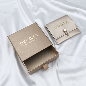 Custom slide drawer box Paper Jewelry Packaging Box with Leather Jewelry Pouch