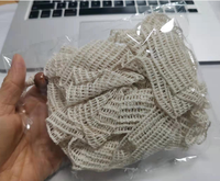 Bola Mandi Serat Rami Organik Logo Kustom Terlaris, Spons Pembersih Alami Warna Beige Biodegradable dengan Gagang Kayu