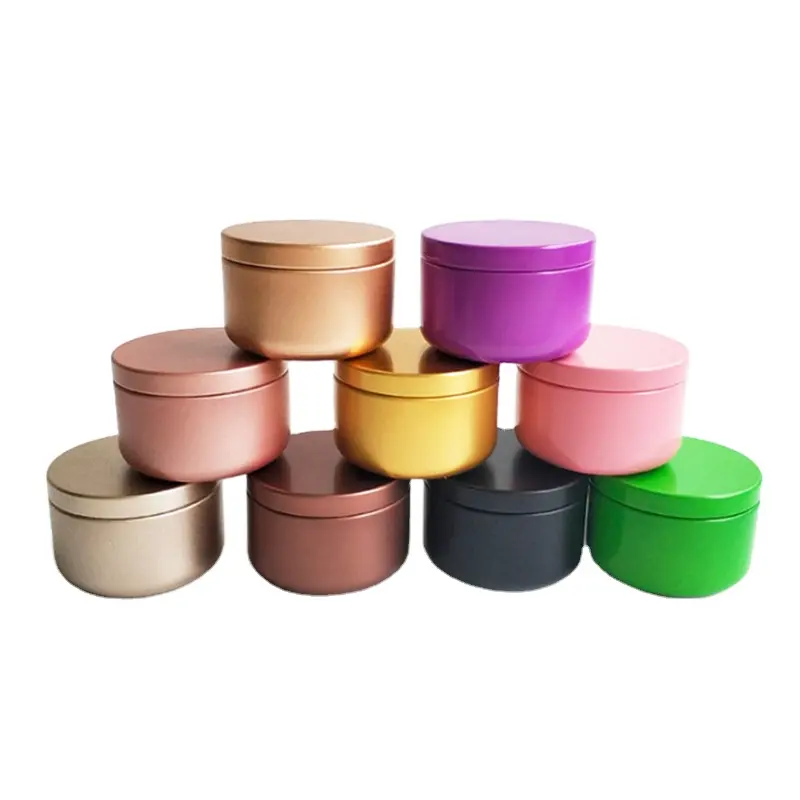 Round Small Decorative Gift Empty Tin Tea Can Jars Candle Tins with Lids Aluminum Metal 50ml 50g 53x37mm Gift & Craft Snap Top