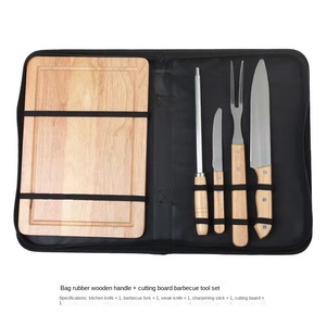 Gemeitour xách tay Phong cách Hàn Quốc BBQ nấu ăn Công cụ thiết lập ngoài trời thép không gỉ tay cầm bằng gỗ Oxford túi <span class=keywords><strong>4</strong></span>-6 mảnh nhà máy - Product Image 4