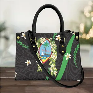 Tas kulit Guam motif cetak sesuai permintaan tas selempang Polinesia daun Ti Lei tas tangan tas Tote Terkenal wanita untuk Fashion mewah wanita