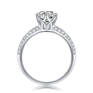 Offerta Speciale a Tempo Limitato: Anello <span class=keywords><strong>in</strong></span> <span class=keywords><strong>Argento</strong></span> Sterling 925 Placcato Oro 18K con Moissanite, Montatura a Pavé, Certificato GRA, Prezzo Vantaggioso per Matrimoni - Product Image 5