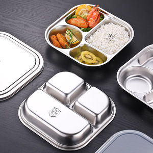 Boîte alimentaire en acier inoxydable 304 avec couvercle, <span class=keywords><strong>plateau</strong></span> <span class=keywords><strong>repas</strong></span> à 3/4/<span class=keywords><strong>5</strong></span> <span class=keywords><strong>compartiments</strong></span> pour étudiants et restaurants - Product Image 5