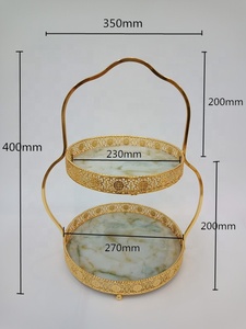 Accessoires Servant <span class=keywords><strong>Assiette</strong></span> À Gâteau 2 Niveaux Gâteau Ensemble <span class=keywords><strong>de</strong></span> Support <span class=keywords><strong>de</strong></span> Plateau <span class=keywords><strong>de</strong></span> Support avec Poignée - Product Image 3