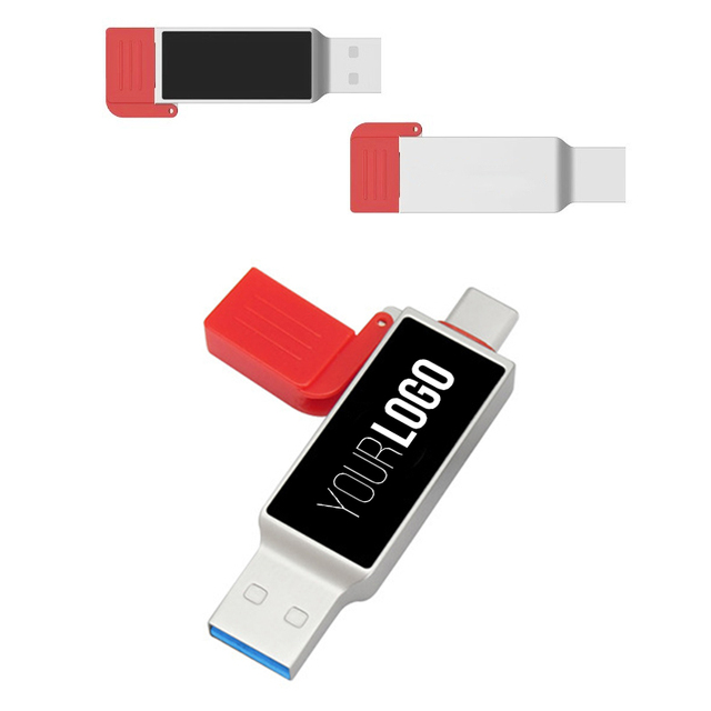 Type-C Metal USB Flash Drive 8GB 16GB 32GB Custom Light-Up LED Logo OTG USB Stick Portable Memory Stick  Promotional Gift