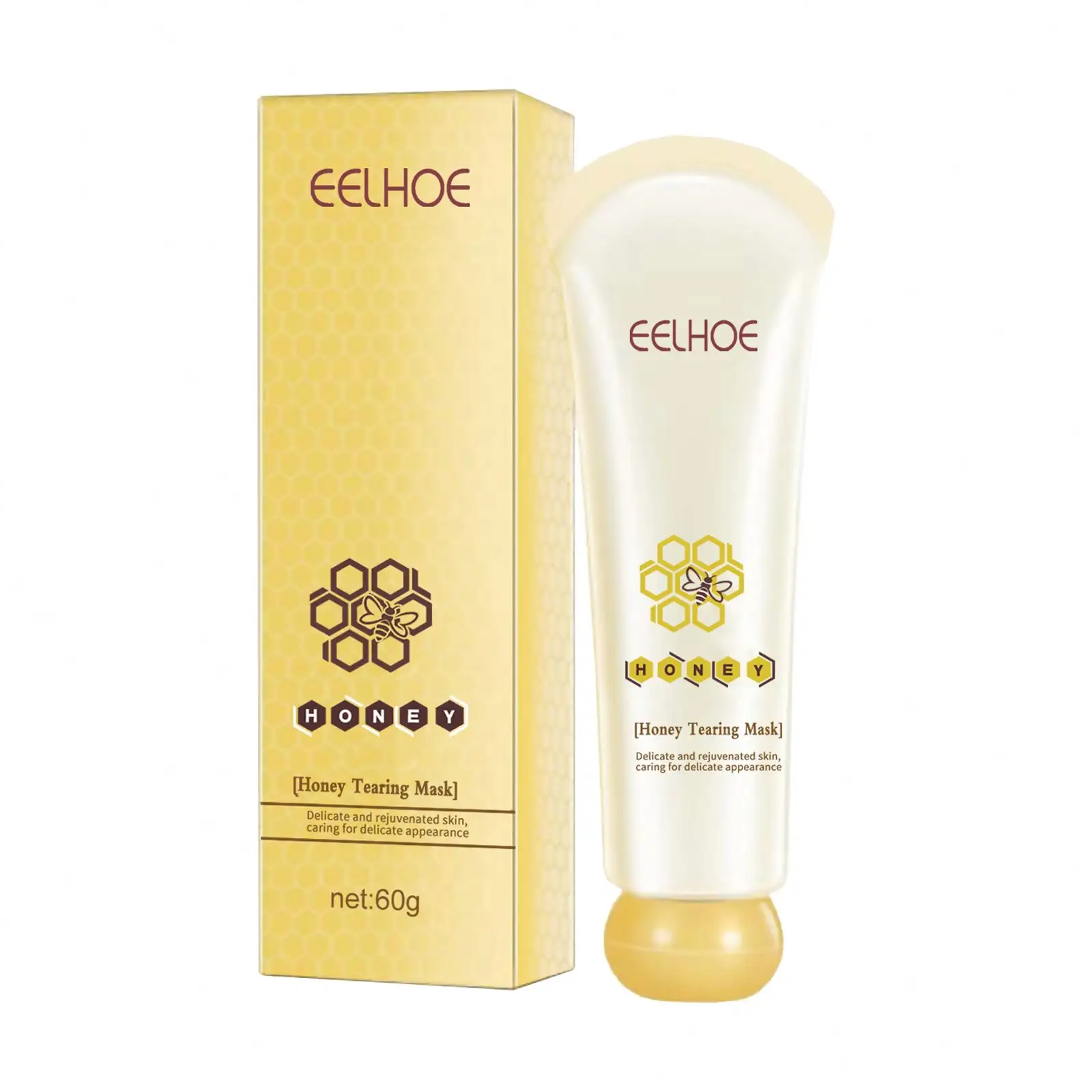 EELHOE Masque de déchirure au miel Masque Peel Control Oil Blackhead Remover Peel Off Dead Skin Clean Pores Shrink Facial Skincare Mask