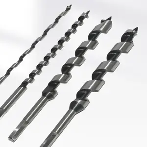 Wood auger drill bit spiral slot auger deep hole wood working cutting screw point small hex shank wood core drill bits