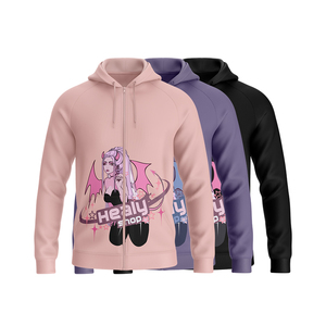 Nouveau Logo personnalisé français Terry bidimensionnel diable <span class=keywords><strong>Anime</strong></span> hommes pleine fermeture éclair sweats à capuche ange sérigraphie grande taille unisexe sweat - Product Image 1