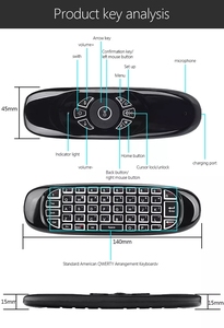 Mini clavier sans fil C120 Air Mouse avec télécommande vocale pour Android TV Box PC, code fixe, compatible avec les mini claviers <span class=keywords><strong>Pk</strong></span> MX3 G10 G20 Q5 - Product Image 4