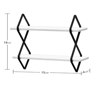 Muebles para el Hogar, Estante de Pared Moderno de Madera <span class=keywords><strong>Blanca</strong></span> de 2 Niveles, <span class=keywords><strong>Diseño</strong></span> Flotante para Hogar u Hospital, Estantería Colgante para Libros - Product Image 2