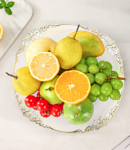 Assiettes de présentation en <span class=keywords><strong>plastique</strong></span> doré réutilisables assiettes de service de dîner de 13 pouces pour les mariages, les célébrations de Thanksgiving vente en gros - Product Image 4