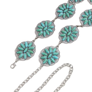 Europeu Americano Estilo Retro Metal Cintura Cadeia All-Match Senhoras Novo Estilo Coreano Vestido Turquesa Liga Cinto Atacado Metal - Product Image 4