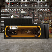 Comptoir de réception en métal de style industriel avec éclairage LED pour restaurant, bar, bistro, salon de thé - Comptoir de caisse et de rangement