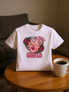 T-shirt da donna con stampa Cupid Rose Chain, girocollo, vestibilità ampia, in jersey di cotone, manica corta, top casual per tutte le stagioni - Product Image 2