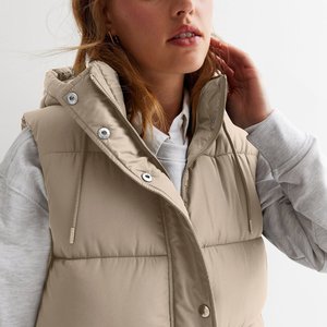 Gilet matelassé léger pour <span class=keywords><strong>femme</strong></span> avec logo personnalisé, veste courte d'hiver sans manches, gilet fin ajusté à col montant, fermeture éclair intégrale, vêtement d'extérieur - Product Image 6