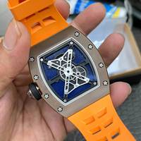 Montre automatique pour homme Top 5205, légère, en alliage de titane, bracelet en caoutchouc orange, sport, fitness, formelle