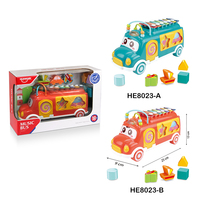 HUANGER Musical Educational Piano Keyboards Instruments Bus Shape Toys with Blocks Hand Knock Piano Early Learning Toys