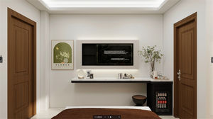 Meubles commerciaux : Lit king-size en bois avec tête de lit capitonnée, tables de chevet et armoire pour ensembles de chambre d'hôtel 3 étoiles - Product Image 6