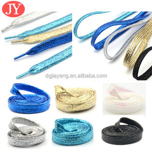 <span class=keywords><strong>Lacets</strong></span> de chaussures de <span class=keywords><strong>120</strong></span> <span class=keywords><strong>cm</strong></span>, fabrication à double couche, <span class=keywords><strong>lacets</strong></span> <span class=keywords><strong>plats</strong></span> décontractés et sportifs, polyester, colorés, paillettes métalliques dorées - Product Image 1