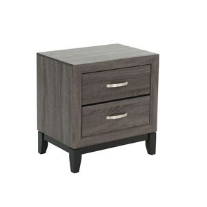 Meubles de chambre DB Rustic Grey Oak Solidwood 1pc Table de chevet 2 tiroirs Table d'appoint de lit Design simple - Product Image 3