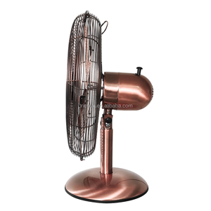 Ventilateur de table rétro entièrement en métal 4 pales silencieuses de niveau de bruit 40db réglage de l'inclinaison à 35 degrés chromé 12 pouces mécanique extérieur - Product Image 3