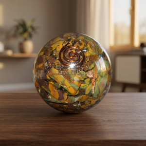 Esfera de Orgón de Unakita Grabada con Diseño de Amor Feng Shui, Gema de Ágata para Sanación Reiki y Coleccionismo Artístico de Gujarat - Product Image 3