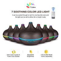 Télécommande 400Ml Aromathérapie 7 Couleurs Huile Essentielle Diffuseur de Parfum Humidificateur d'Air en Bois Diffuseur d'Arôme pour le Ménage