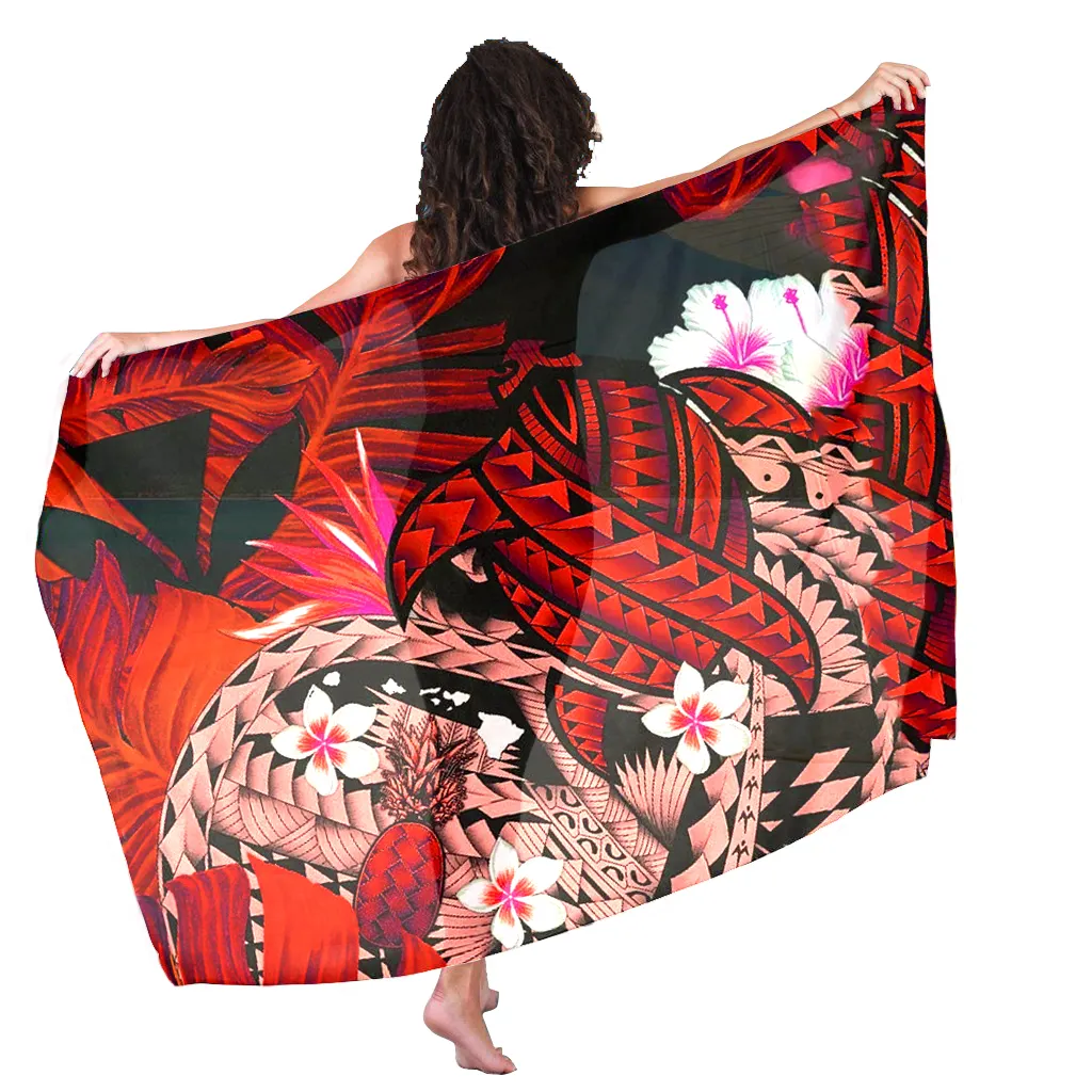 Cộng Với Kích Thước Sarongs Tùy Chỉnh In Sarongs Polynesian Tribla Rùa In Pareo Beachwear Áo Tắm Bìa Up Bikini Bọc