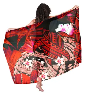 Plus Size Sarongs Customized Printed Sarongs Polynesian Tribla Tortoise Print Pareo Beachwear Swimsuit Cover Ups Bikini Wrap