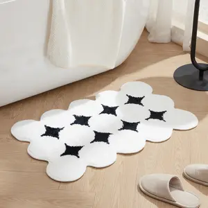 Customized Rug Miracle Cute You Look Good Bath Mat Shape Plush 3D Tufted Washable Moss Rug With Logo Checkered Bathroom Mat