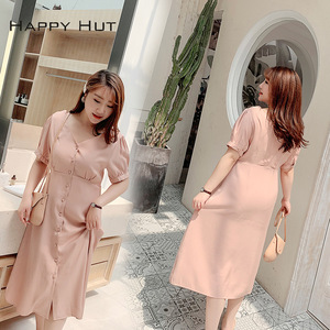 ชุดเดรสทรงเอไลน์สีชมพู, N6963เดรสเอวยาวปานกลางลำลองฤดูร้อน - Product Image 5
