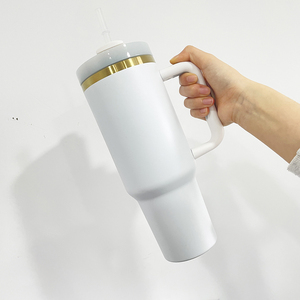 Magazzino USA 20pack colore bianco H2.0 verniciato a polvere 40oz placcato in <span class=keywords><strong>oro</strong></span> con manico inciso 40 goldh20dd - Product Image 3