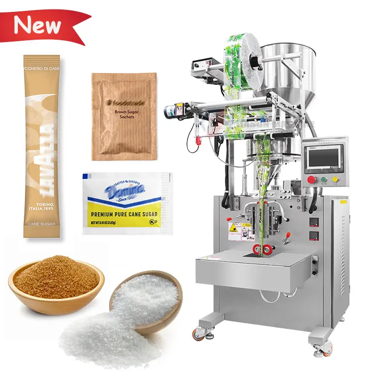 Sugar packet packing machine automatic vertical small 4 sides seal sachet 1g 2g 5g hotel brown sugar packing machine