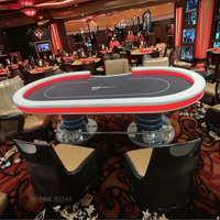 QINLONG Table de poker Texas de luxe pour 10 joueurs Lumières LED électroniques professionnelles Conception personnalisée en bois Mahjong Gambling