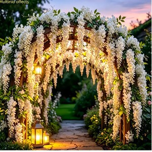 Ensemble de fleurs artificielles en soie : Vigne de roses blanches et glycine pour décoration de mariage, jardin, intérieur, extérieur et toile de fond - Product Image 4